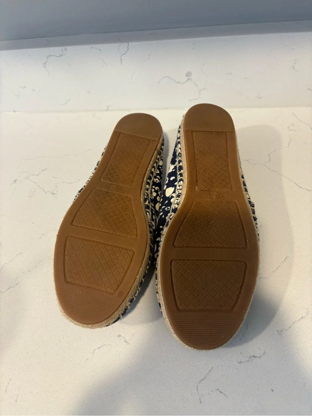 Tory Burch Navy Floral Espadrille Slip-Ons